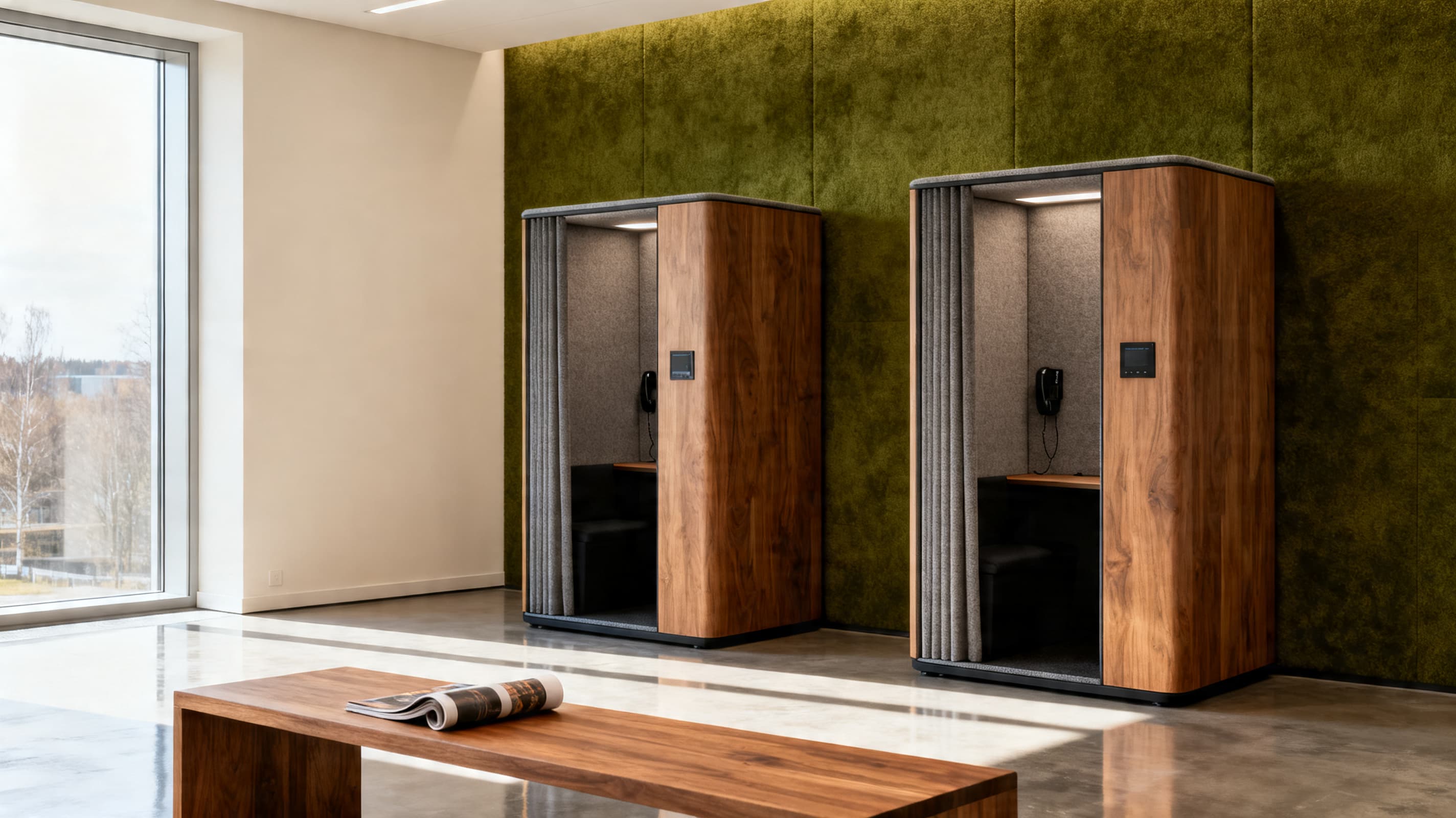OBJEKT acoustic phone booth in a low-emission interior